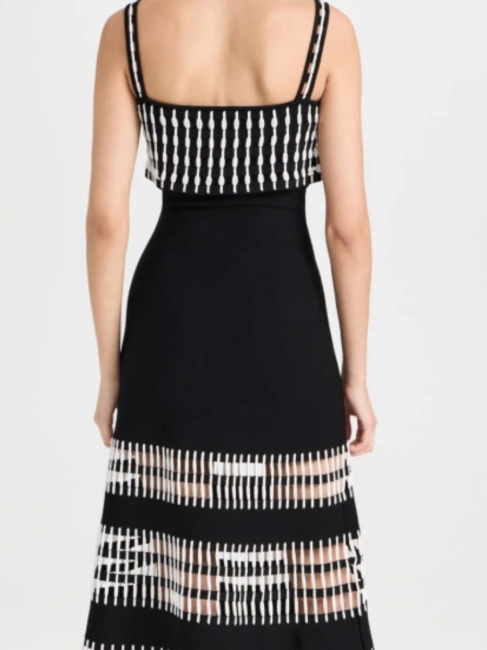 Alexis Black and White Patterned Midi Dress - Picture 2 of 9